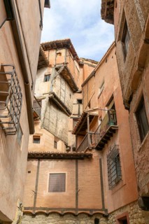 RincÃ³n del Abanico, historic buildings in medieval village of AlbarracÃ­n, Teruel province,