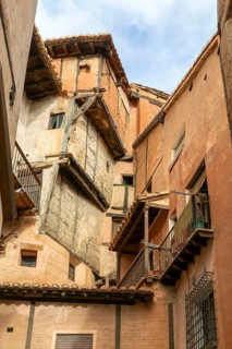 RincÃ³n del Abanico, historic buildings in medieval village of AlbarracÃ­n, Teruel province,