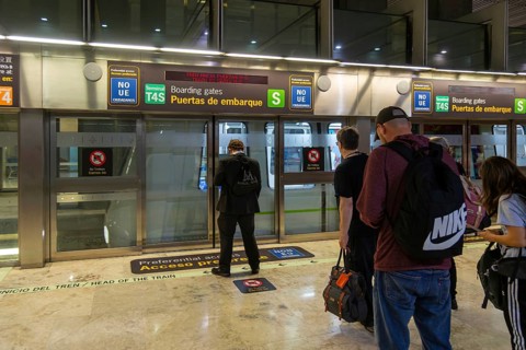 Shuttle train service to boarding gates, terminal 4 building, Adolfo SuÃ¡rez Madridâ€“Barajas