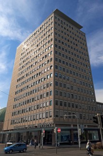 Listed PlÃ¤rrer Tower) from the 1950s, today EWAG Tower, Nuremberg, Middle Franconia, Bavaria,