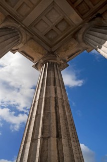 Detail of the outer portico of the Valhalla Memorial, built as a Greek temple in the style of a