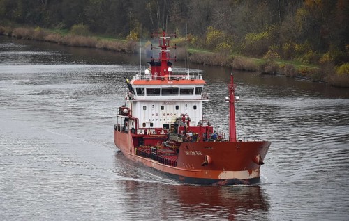 Tanker VARKAN EGE in the Kiel Canal, NOK, Kiel Canal, Kiel Canal, Schleswig-Holstein, Germany