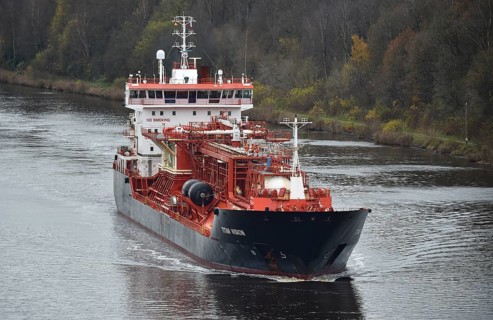 LNG tanker TITAN VISION sails in the Kiel Canal, NOK, Kiel Canal, Kiel Canal, Schleswig-Holstein,