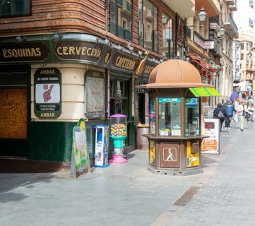 Historic Las Esquinas cerveceria cafeteria bar building, Calle RamÃ³n y Cajal street, city of