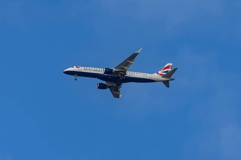 Embraer ERJ-190 jet passenger aircraft of British Airways BA CityFlyer airlines in flight on