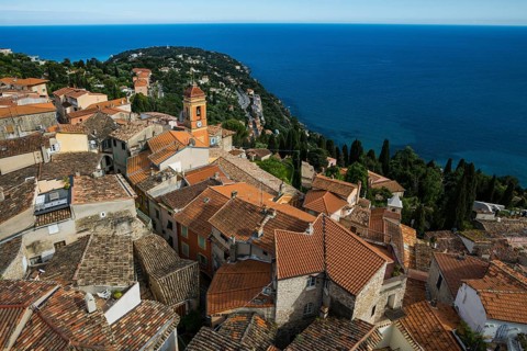 Picturesque mountain village overlooking the sea, Roquebrune, Roquebrune-Cap-Martin, near Monaco,