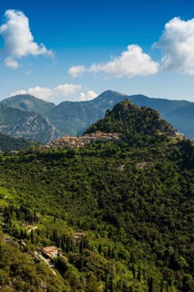 Picturesque mountain village overlooking the sea, Sainte-Agnès, near Menton, Cote d'Azur,