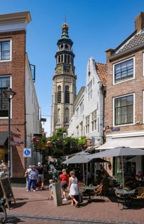 Middelburg, Zeeland, Netherlands - Korte Delft pedestrian area on the corner of Reigerstraat. The