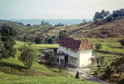 Large detached house in rural area near coast, thought to be housing for British naval officers