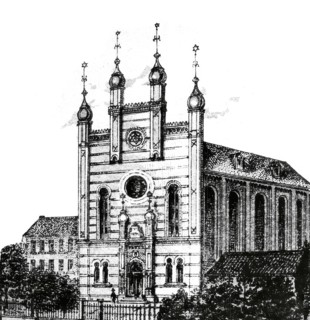 The synagogue of Neuss around 1870, North Rhine-Westphalia, Germany, Historical, digitally restored