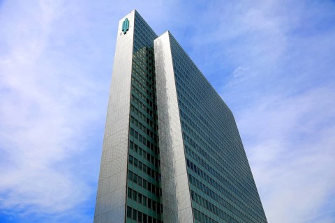 Dreischeibenhaus, Dreischeibenhochhaus, architect Helmut Hentrich, 94 metre high office and
