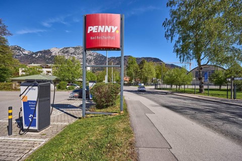 PENNY Markt GmbH, discounter, advertising sign, charging station for e-cars, car park, general
