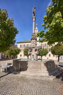 Wittelsbacherbrunnen, fountain, sculptor Karl Killer, historic town hall, square, cobblestones,