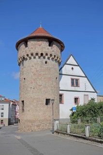 Historic powder defence tower, defence tower of the former town fortifications, Schmalkalden,