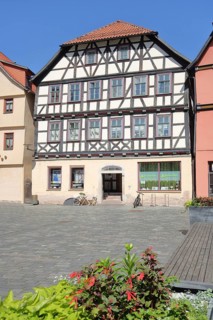 Half-timbered house, Lutherplatz, Schmalkalden, Franconia, Thuringia, Germany