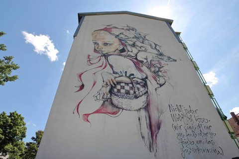 Mural Once Upon a Time by Herakut 2014, a long time ago, once upon a time, fairy tale, Little Red