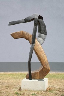Sculpture Der Sprung by Beate Debus, Modern art, Abstract art, two, figures, jump, movement,