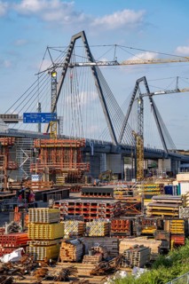 Construction site on the left bank of the Rhine for the new construction of the second motorway