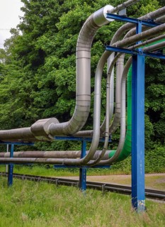 Bottrop, North Rhine-Westphalia, Germany - Ruhr Öl GmbH (BP Gelsenkirchen) long-distance pipelines.