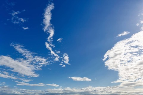 Stratocumulus, Cirrus, blue sky, sunbeams, full-frame, Hellnar, Snæfellsnes Peninsula,