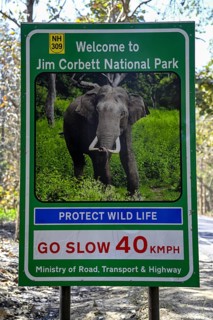 Sign Welcome to Jim Corbett National Park, Corbett National Park, near Ramnagar, Uttarakhand State,