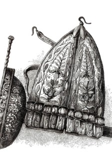 An Elizabethan sword belt for a rapier, known as a Carriage or Frog, from the book The British