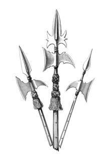 Spontons, a half pike in the style of the halberd, was used by infantry officers as a parade weapon