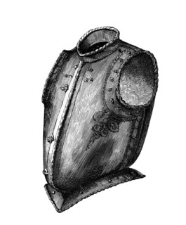 Back and breastplate, front opening, known as a waistcoat breastplate, c. 1580, from the book The