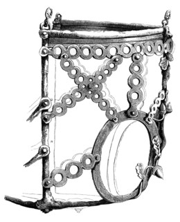 Perforated steel horse muzzle from 1570 AD, from the book The British Army, 1868, Historical,