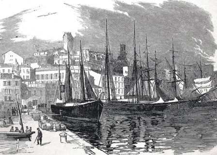 The harbour of Cannes in 1883, France, Historical, digitally restored reproduction from a 19th