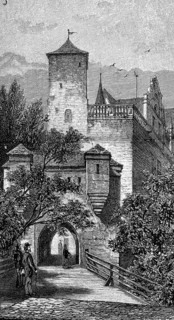 The Cadolzburg in 1880, Entrance gate, District of Fürth, Middle Franconia, Bavaria, Germany,