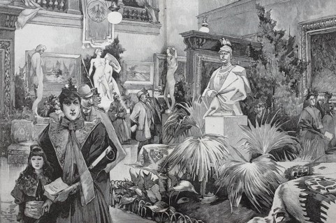 In the German Hall of the Vienna Künstlerhaus, c. 1880, Austria, Historic, digitally restored