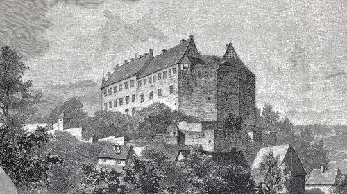 The Cadolzburg in 1880, northern view, district of Fürth, Middle Franconia, Bavaria, Germany,