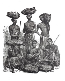 Natives carrying loads, from the Lower Congo region, c. 1880, Africa, Historical, Digitally