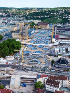 Stuttgart Central Station. The Stuttgart 21 construction site, where the new through station is