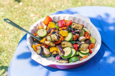 Barbecue in the garden. Grilled vegetables instead of meat. Vegan and vegetarian is the trend.