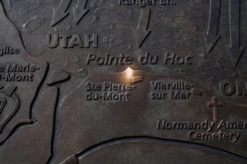 Site plan, relief, map, visitor information, Pointe du Hoc, memorial site, memorial for US Ranger,