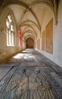 Cloister with tomb slab, St Peter and Paul Cathedral, interior view, Museum Zeitzer Schloss