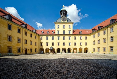 Inner courtyard, Museum Zeitzer Schloss Moritzburg, early baroque style, Zeitz, Saxony-Anhalt,