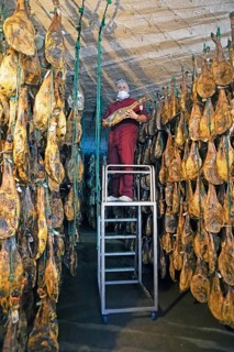 Iberico ham warehouse, Iberico ham factory in Villares de la Reina, province of Salamanca, Castile