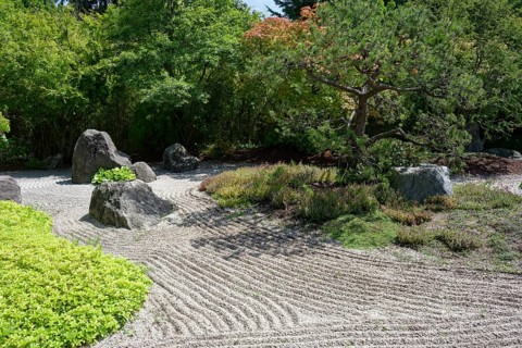 Japanese garden, castle park, Museum Zeitzer Schloss Moritzburg, early baroque style, Zeitz,