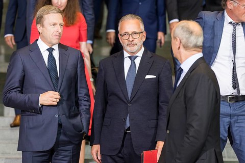 Carsten Knobel (Chairman of the Management Board of Henkel, CEO, centre) after the Made for Germany