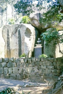 Monument bust to Luís Vaz de Camões died 1580, grotto of Jardim De Luis De Camoes garden, Macau,