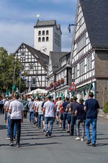 Rifle festival in Bad Fredeburg, in the Sauerland region, marching of the rifle companies in the
