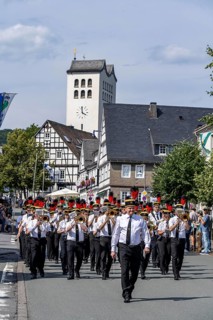 Shooting festival in Bad Fredeburg, in the Sauerland region, marching of the shooting companies in