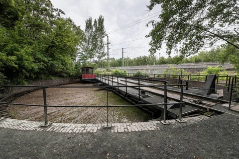 Old railway turntable in the Schöneberger Südgelände nature park, Berlin, Germany