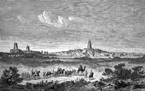 African oasis city Tombouctou or Timbuktu, clay towers of the mosques are UNESCO World Heritage