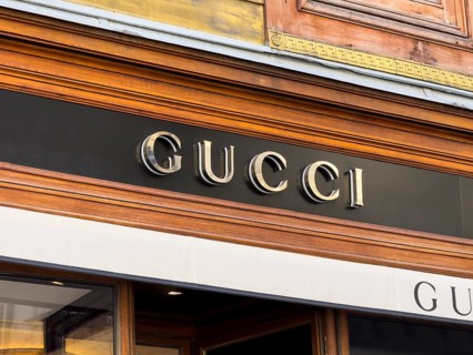 Gucci lettering on a store in Vienna, Austria