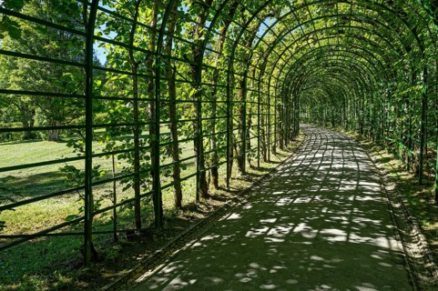 Arcade to the Venus Grotto, Linderhof Palace Park, UNESCO World Heritage Site, Ettal,