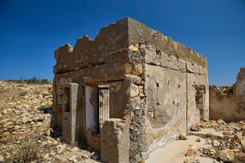 Old, dilapidated stone building, Lost Place, Air Defence Position, Aerophone, Parabolic Acoustic